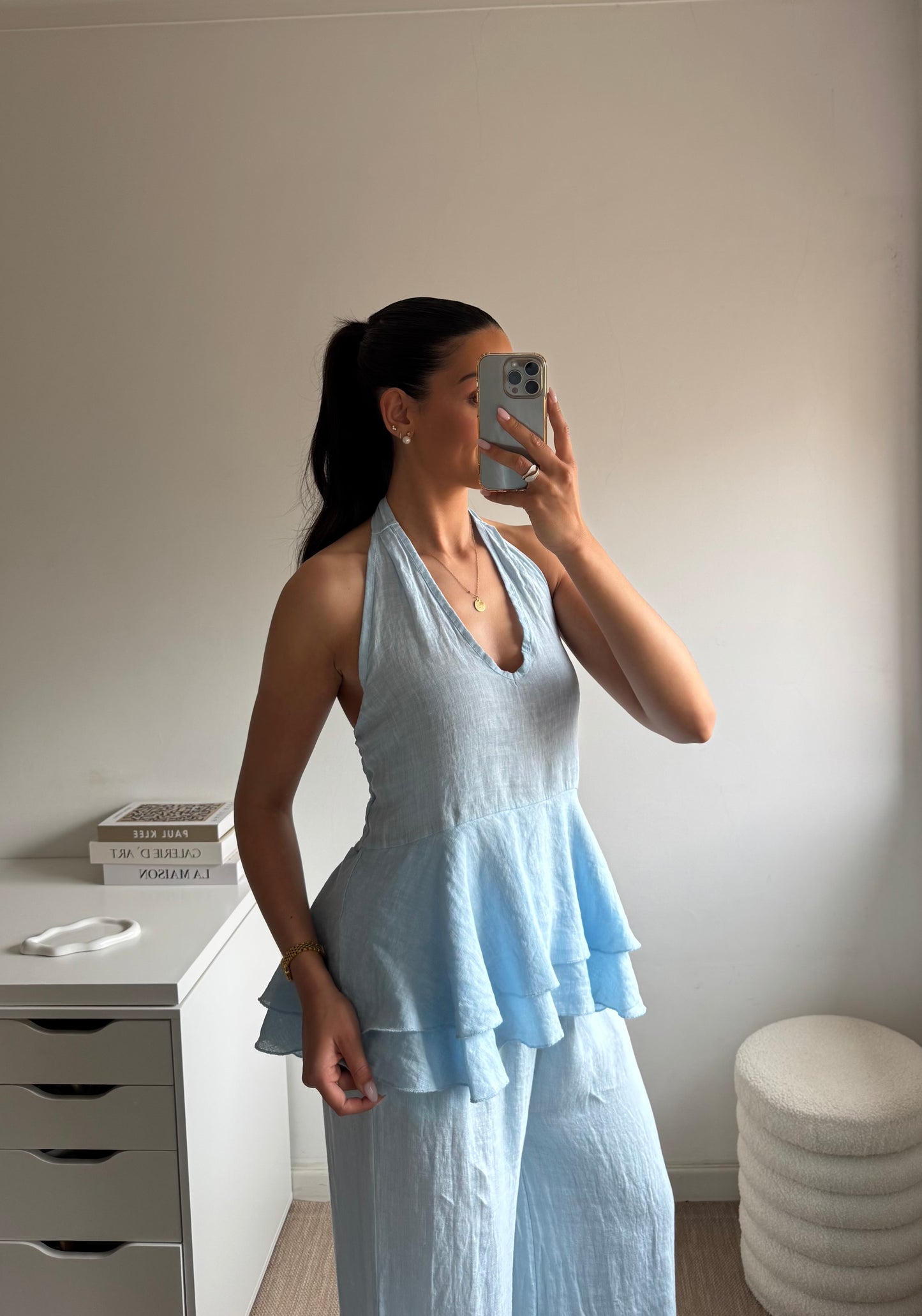 TOP HALTER 100% LINHO