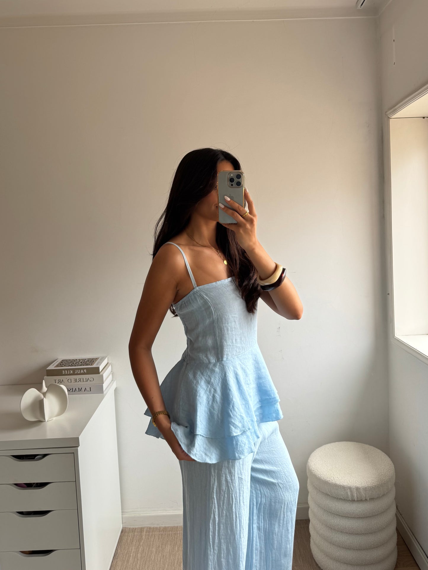 TOP PEPLUM 100% LINHO