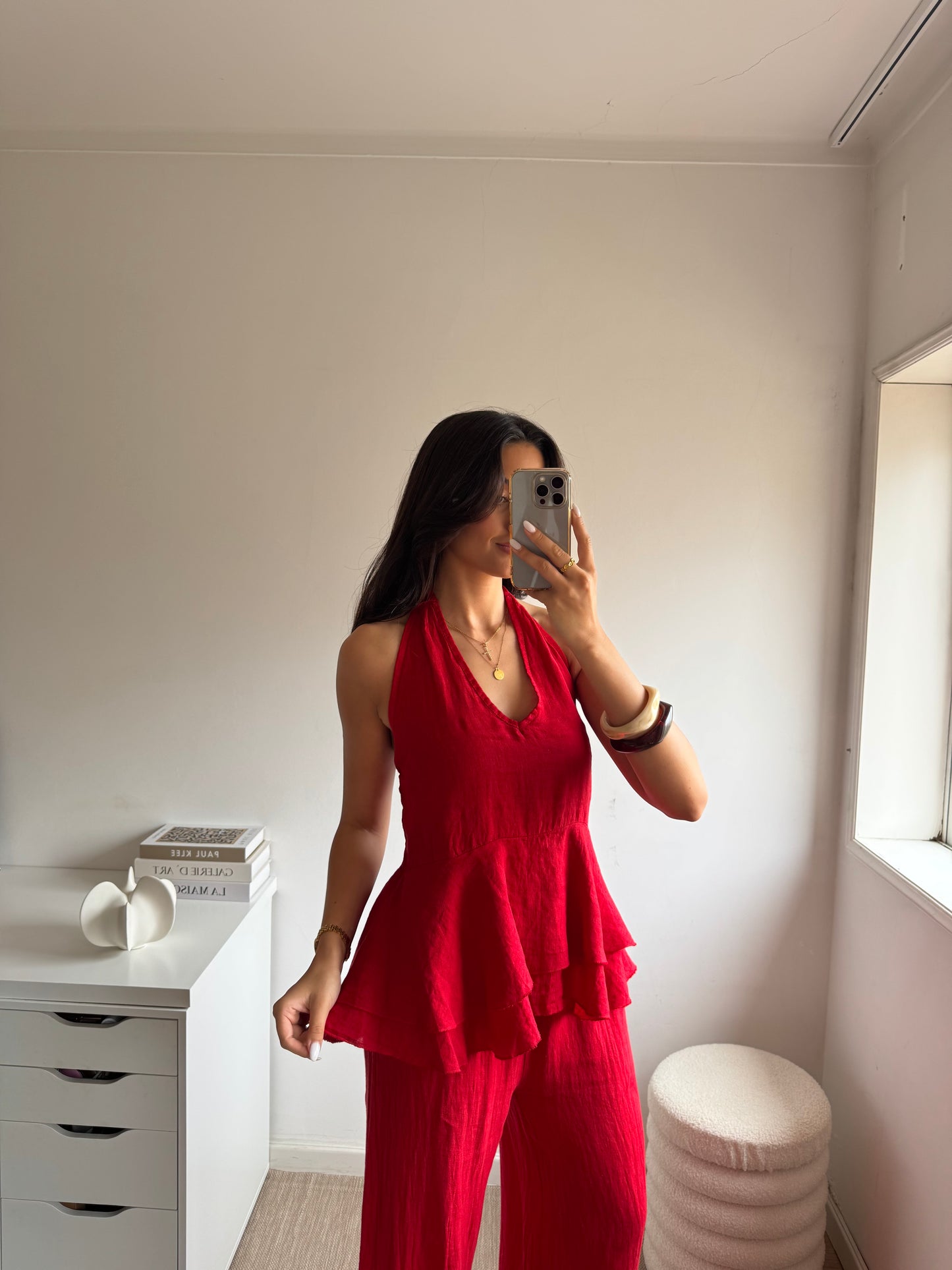TOP HALTER 100% LINHO