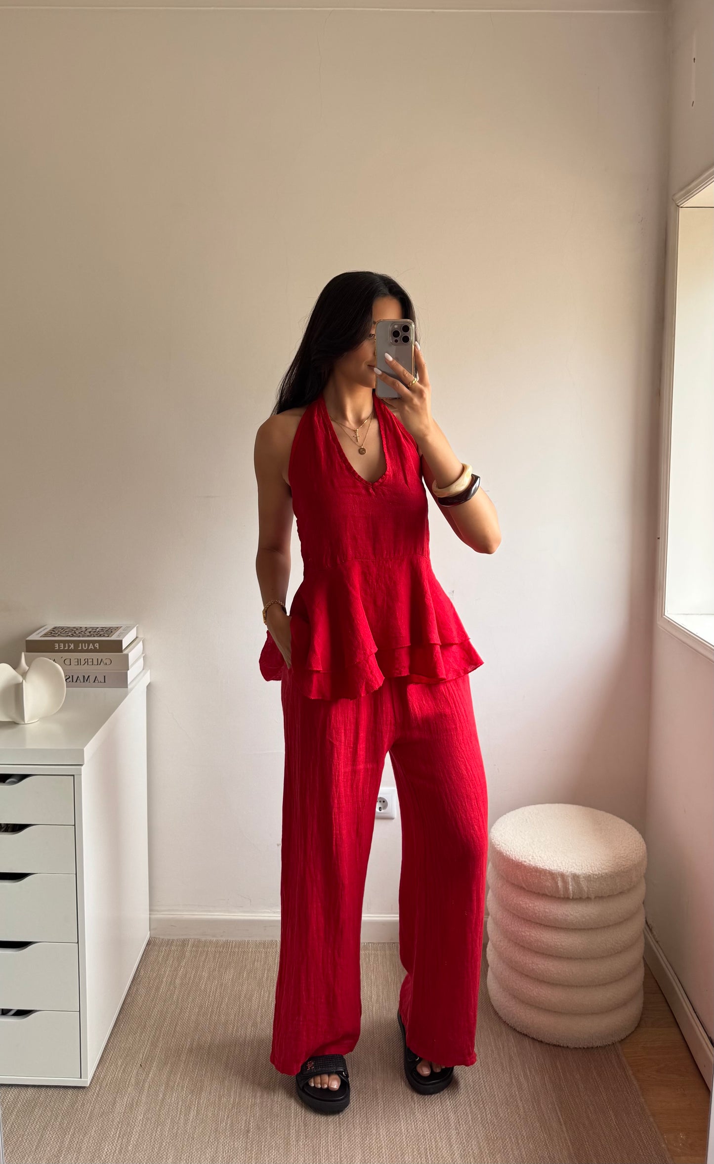 TOP HALTER 100% LINHO