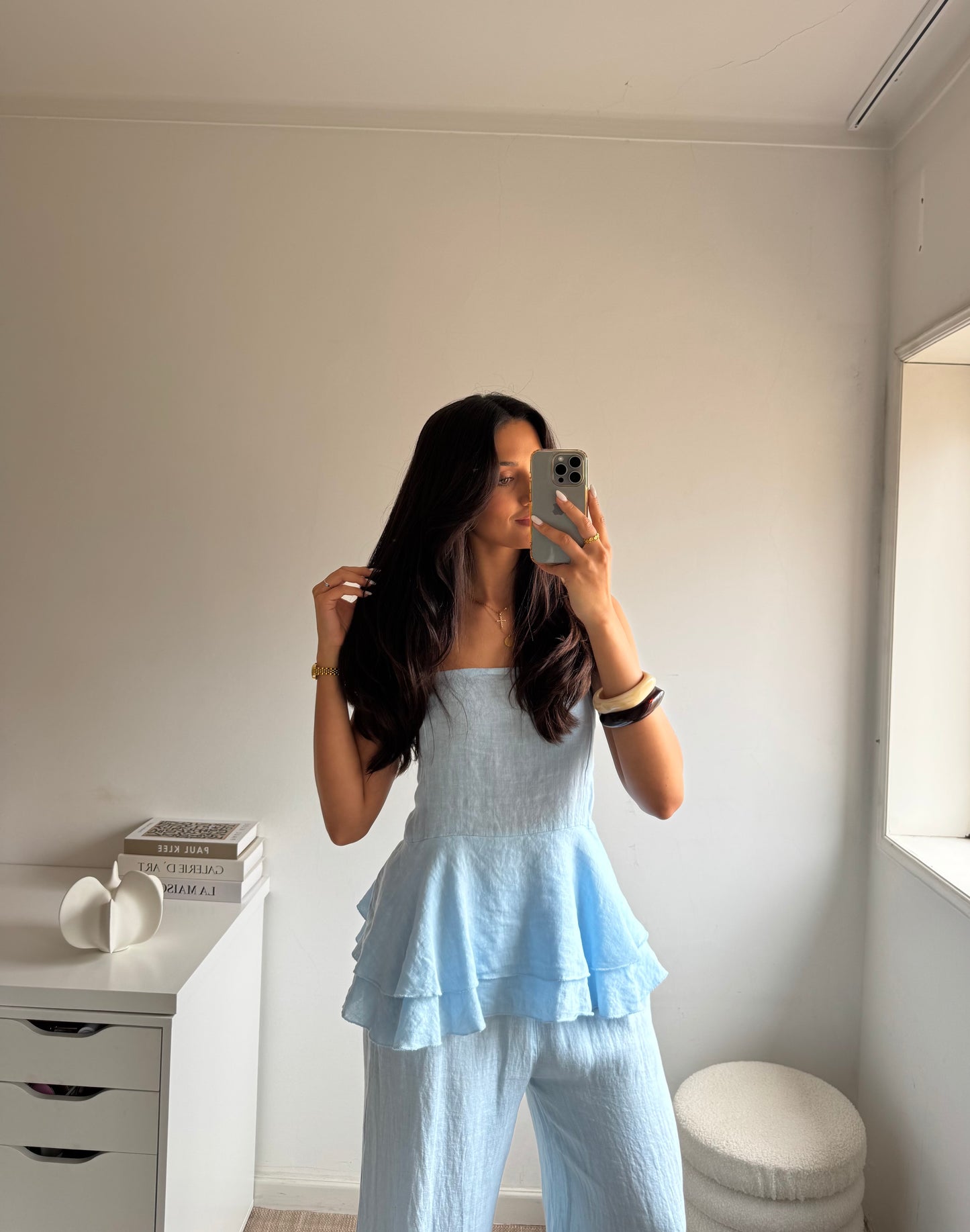 TOP PEPLUM 100% LINHO