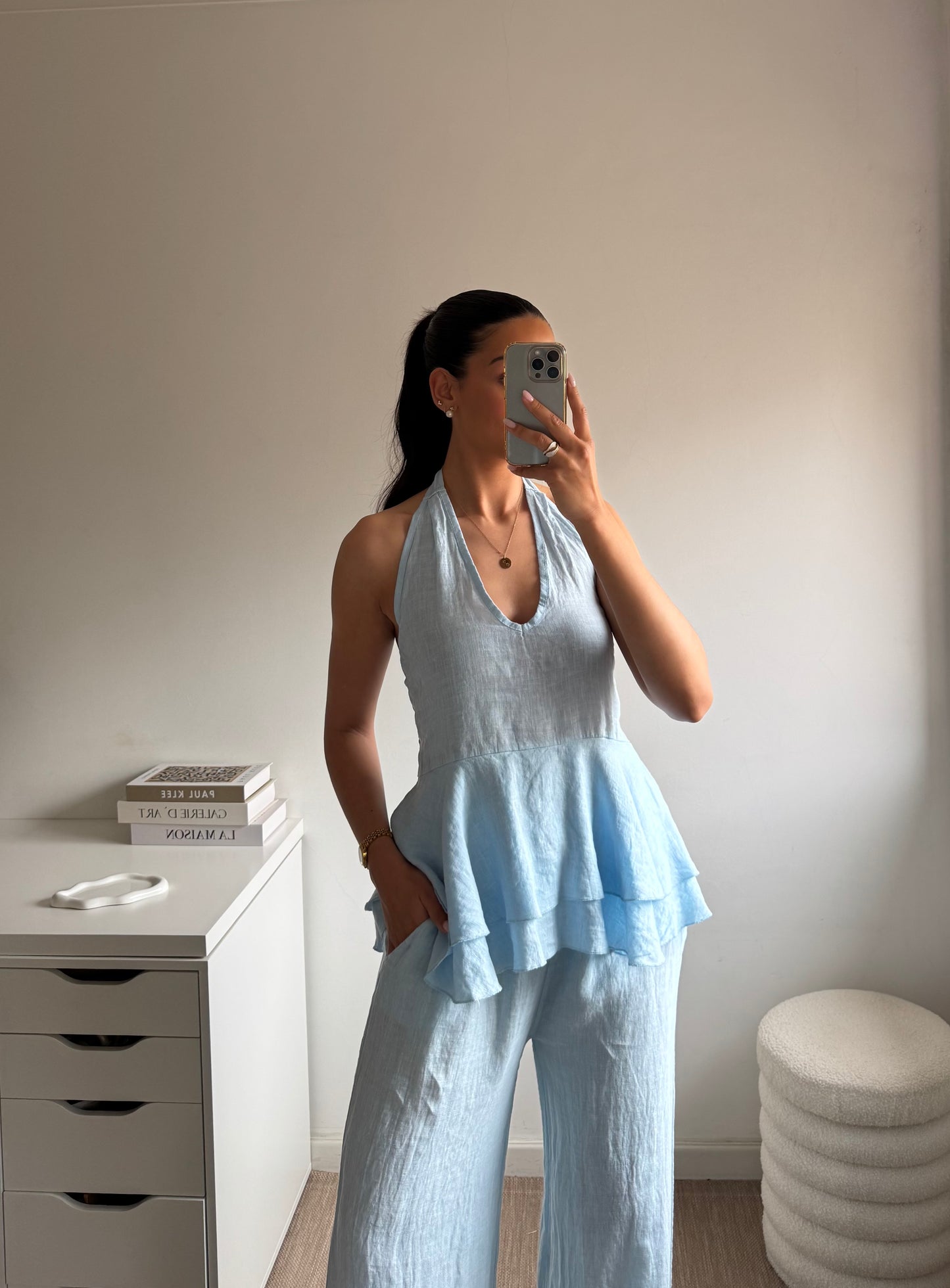 TOP HALTER 100% LINHO