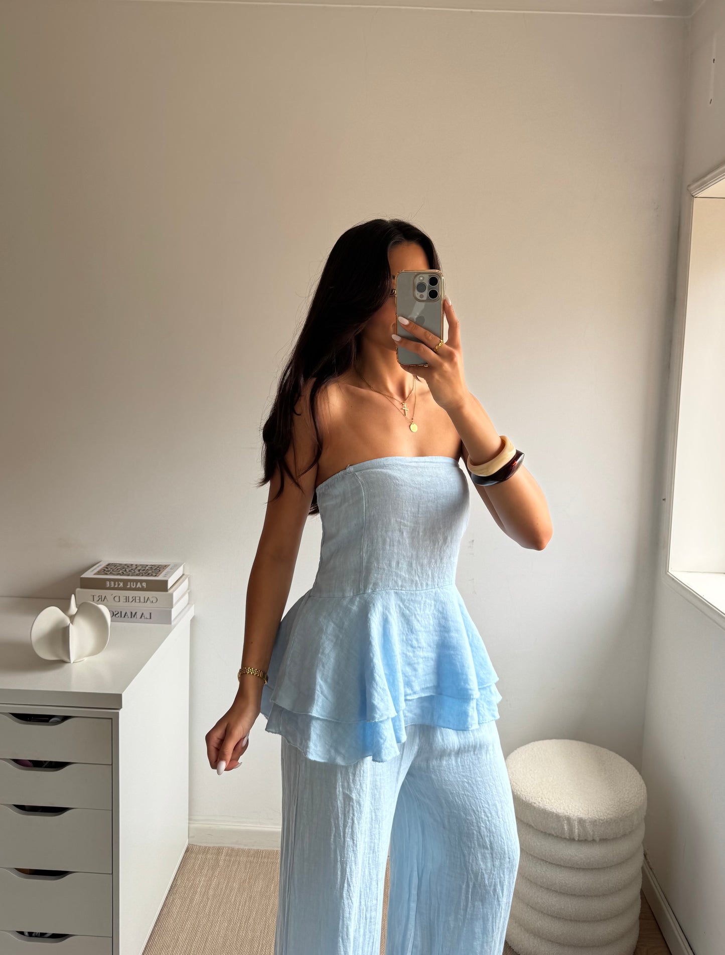 TOP PEPLUM 100% LINHO