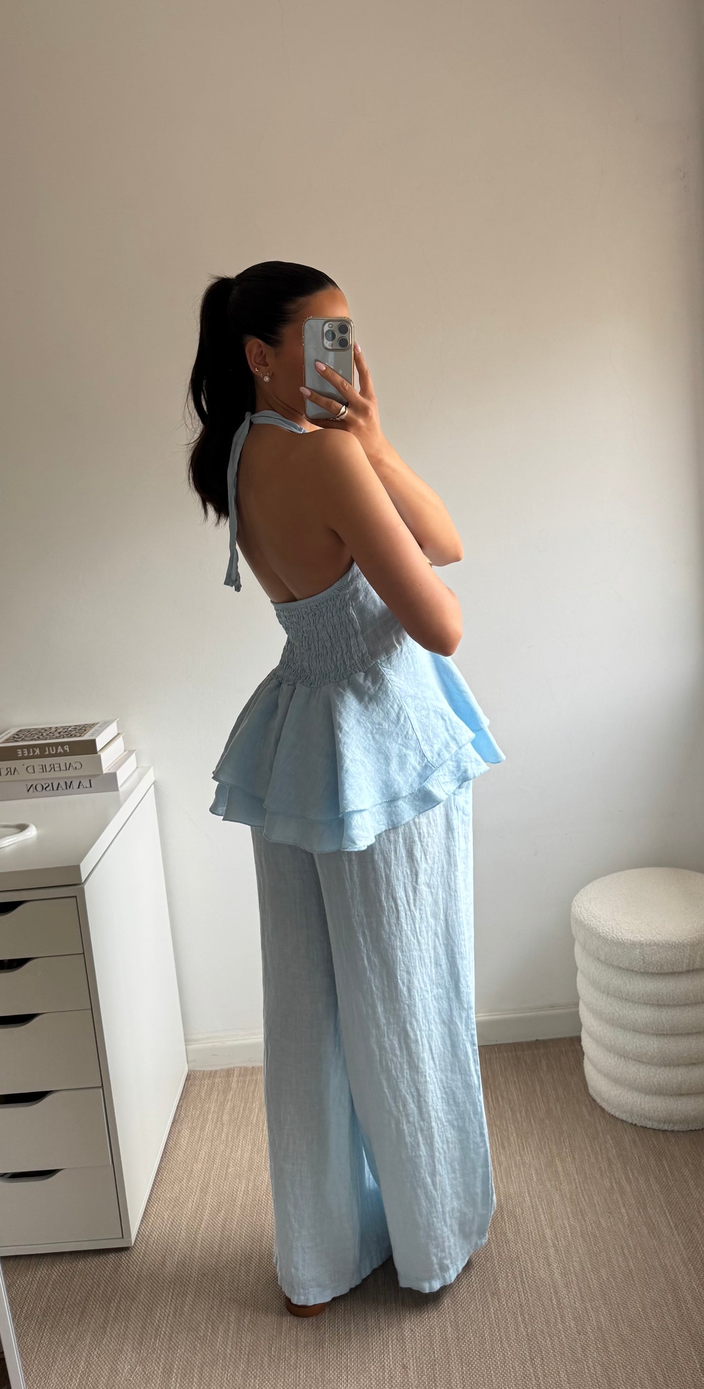 TOP HALTER 100% LINHO