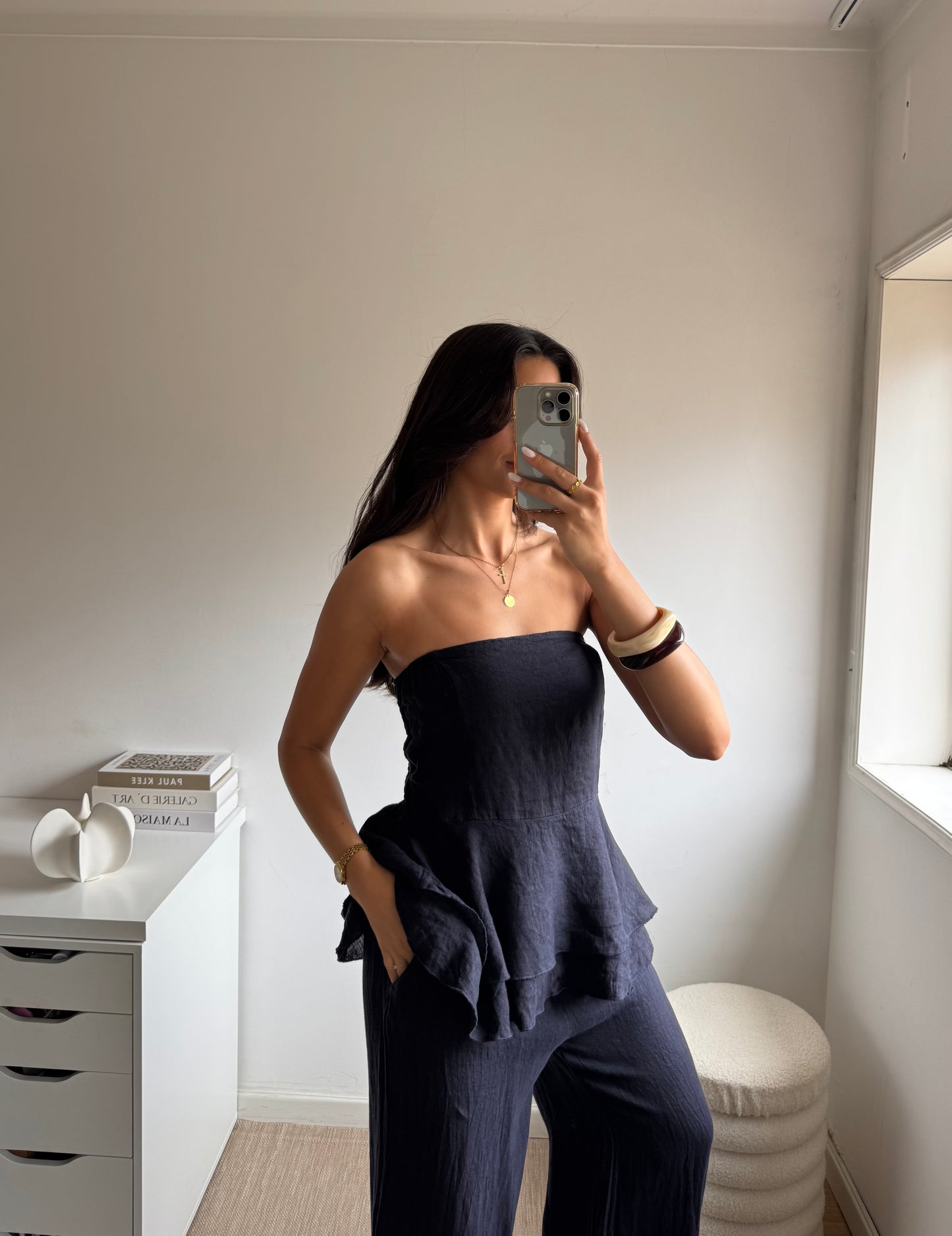 TOP PEPLUM 100% LINHO