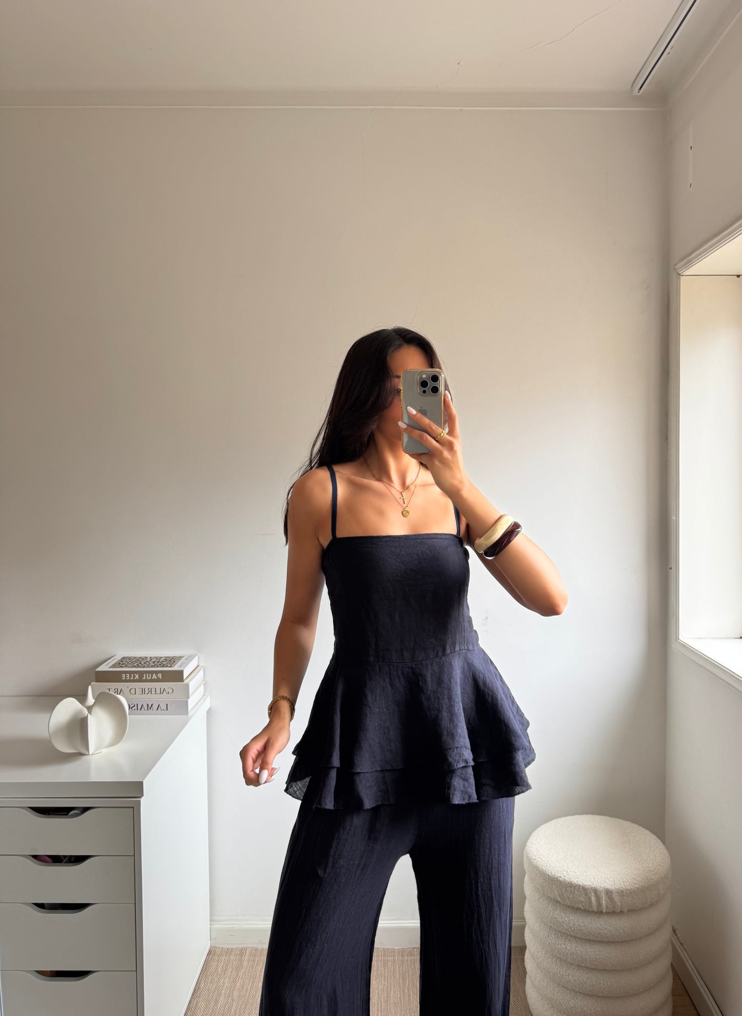 TOP PEPLUM 100% LINHO