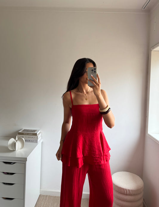 TOP PEPLUM 100% LINHO