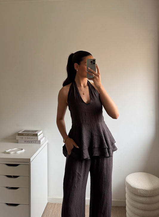 TOP HALTER 100% LINHO