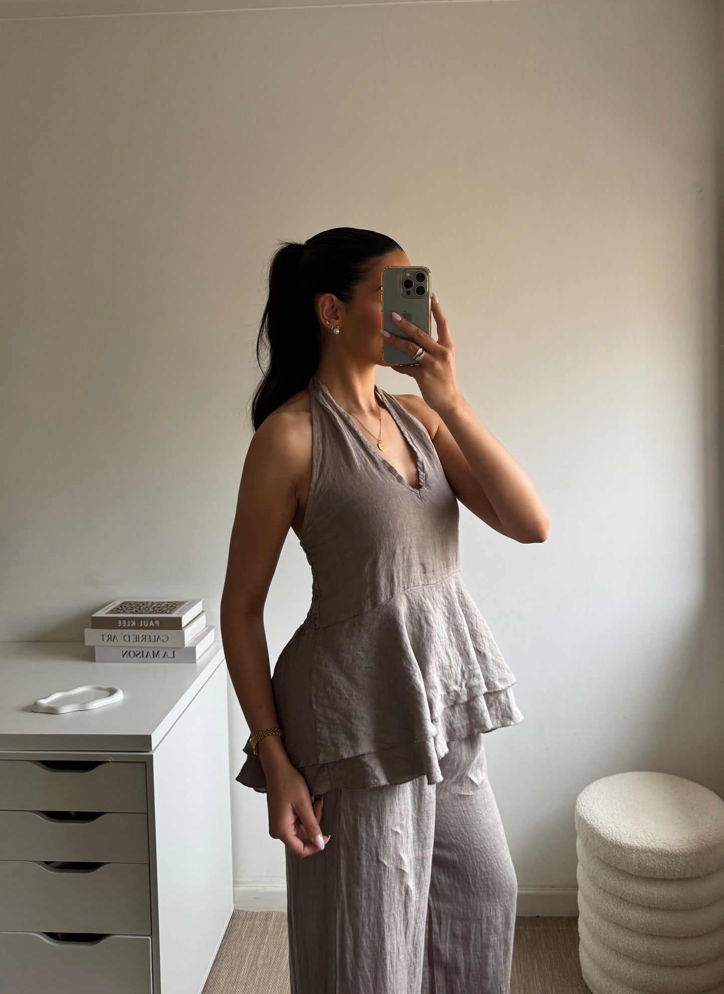 TOP HALTER 100% LINHO