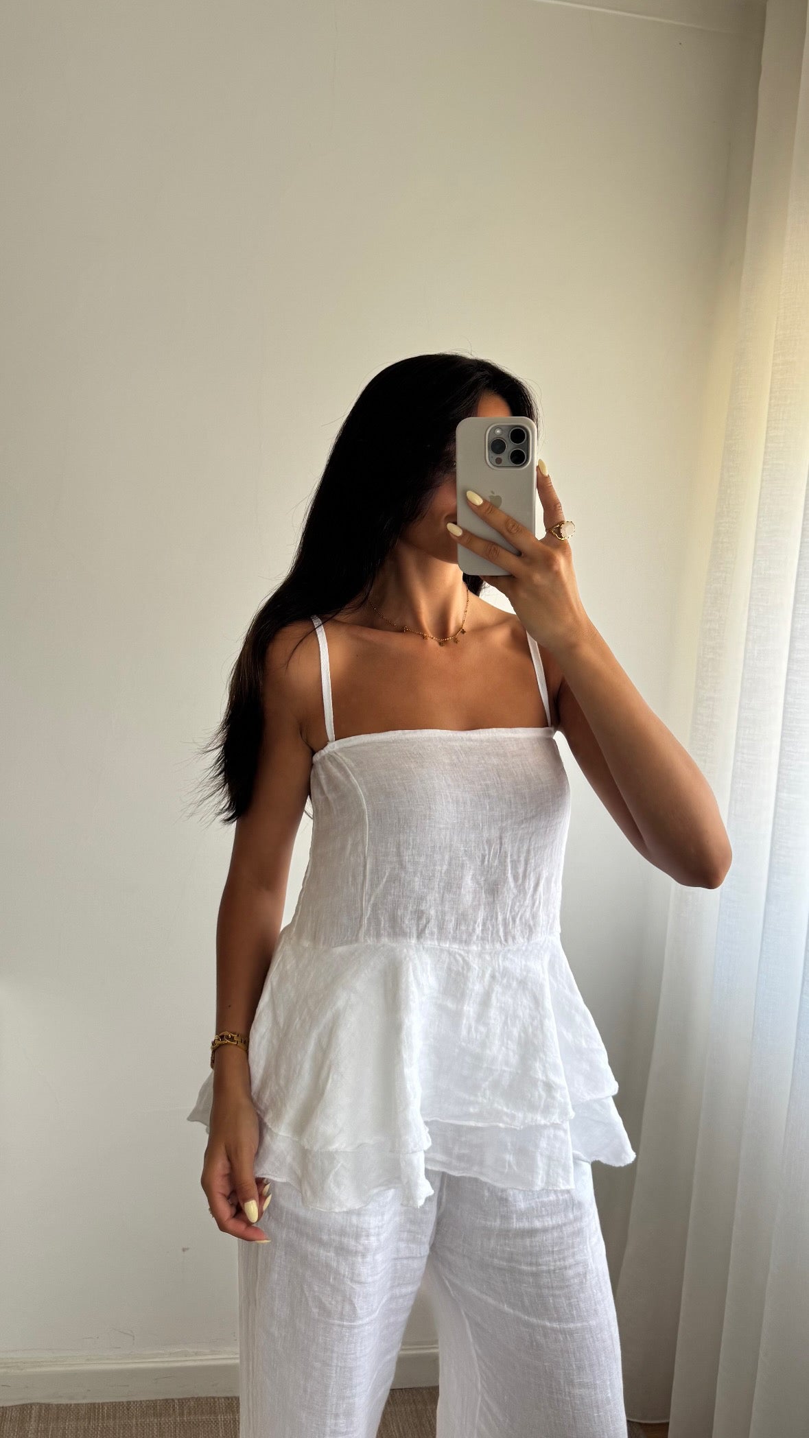 TOP PEPLUM 100% LINHO