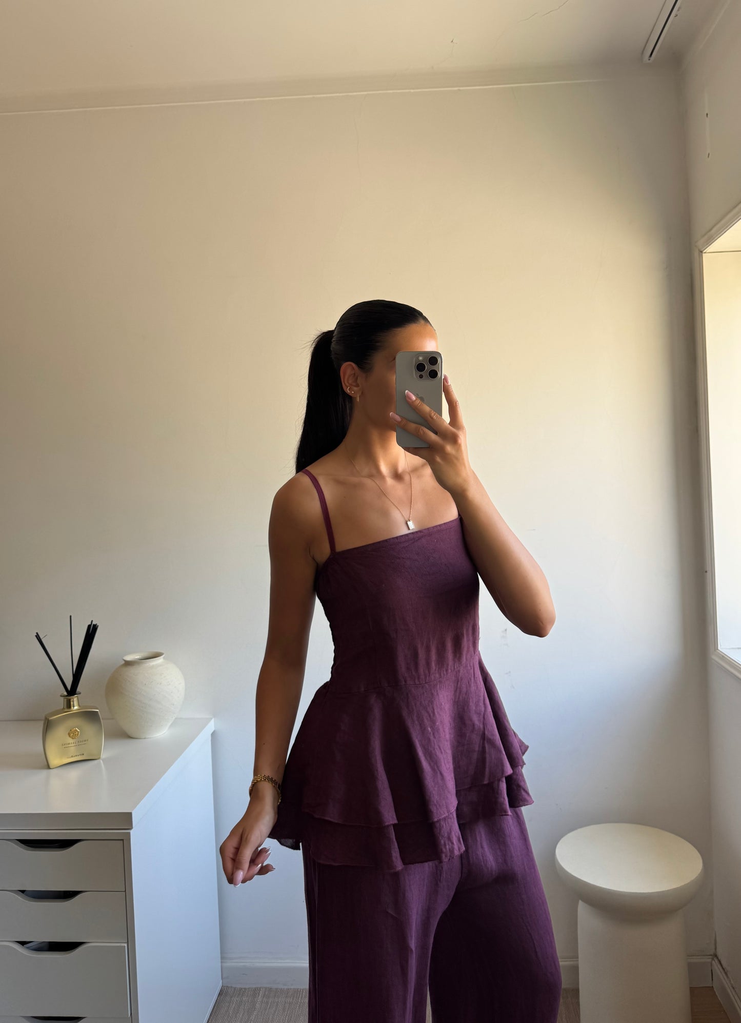 TOP PEPLUM 100% LINHO