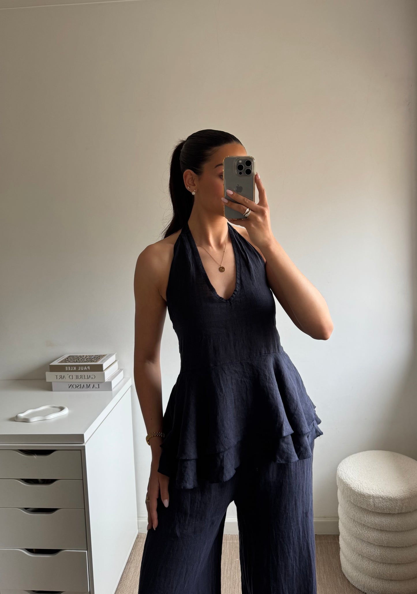 TOP HALTER 100% LINHO