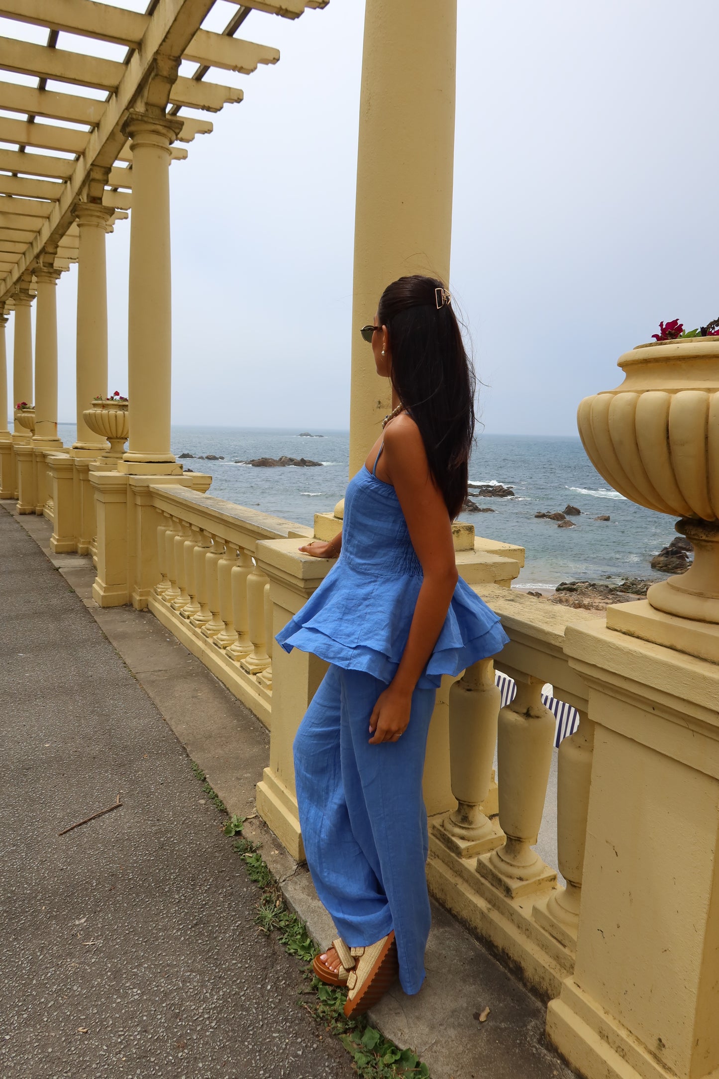 TOP PEPLUM 100% LINHO
