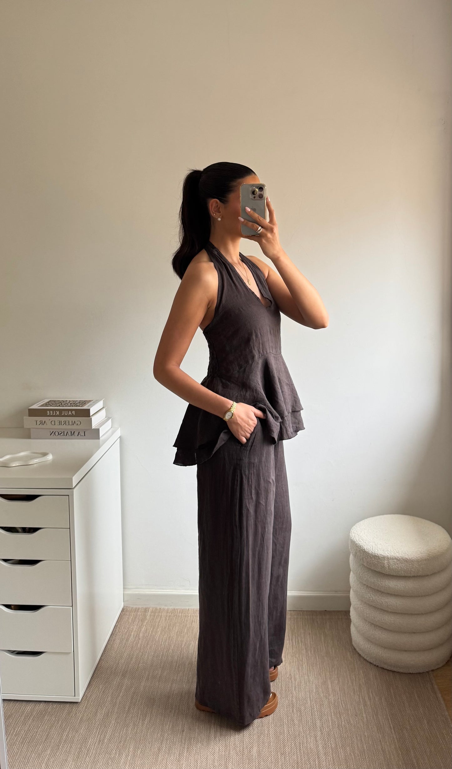 TOP HALTER 100% LINHO