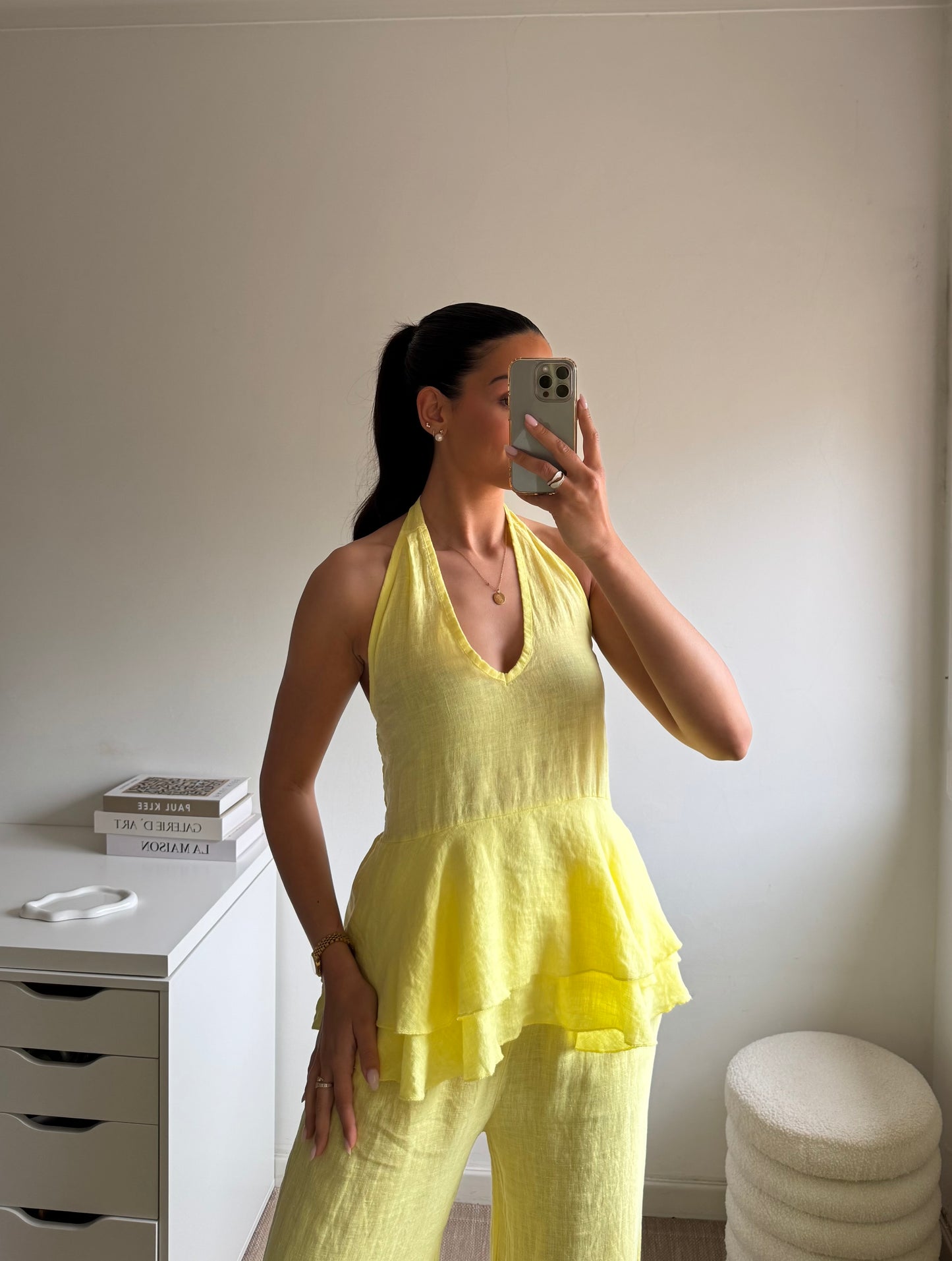 TOP HALTER 100% LINHO