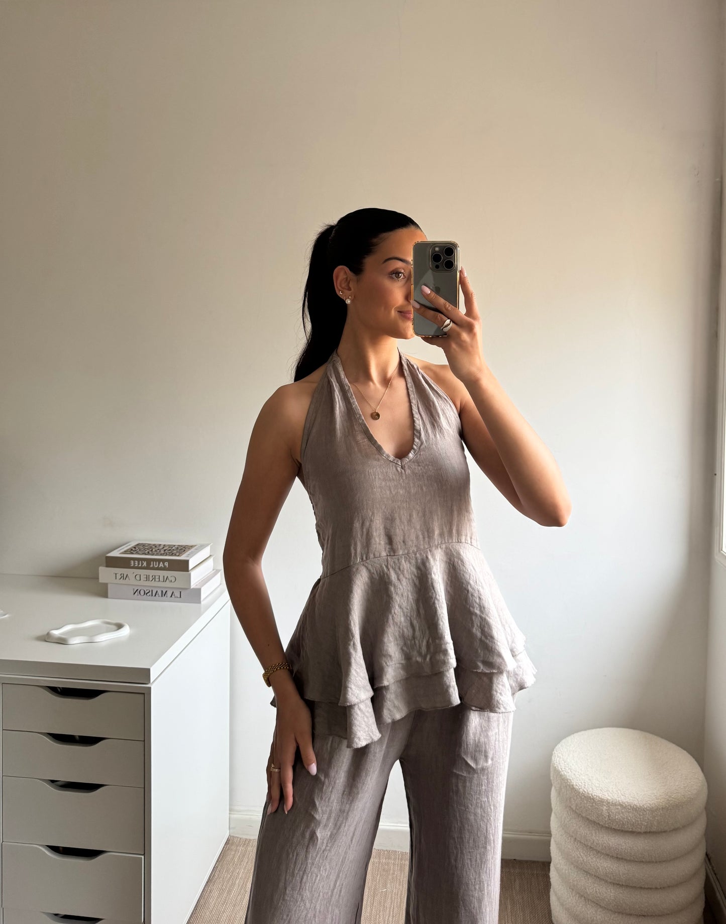 TOP HALTER 100% LINHO