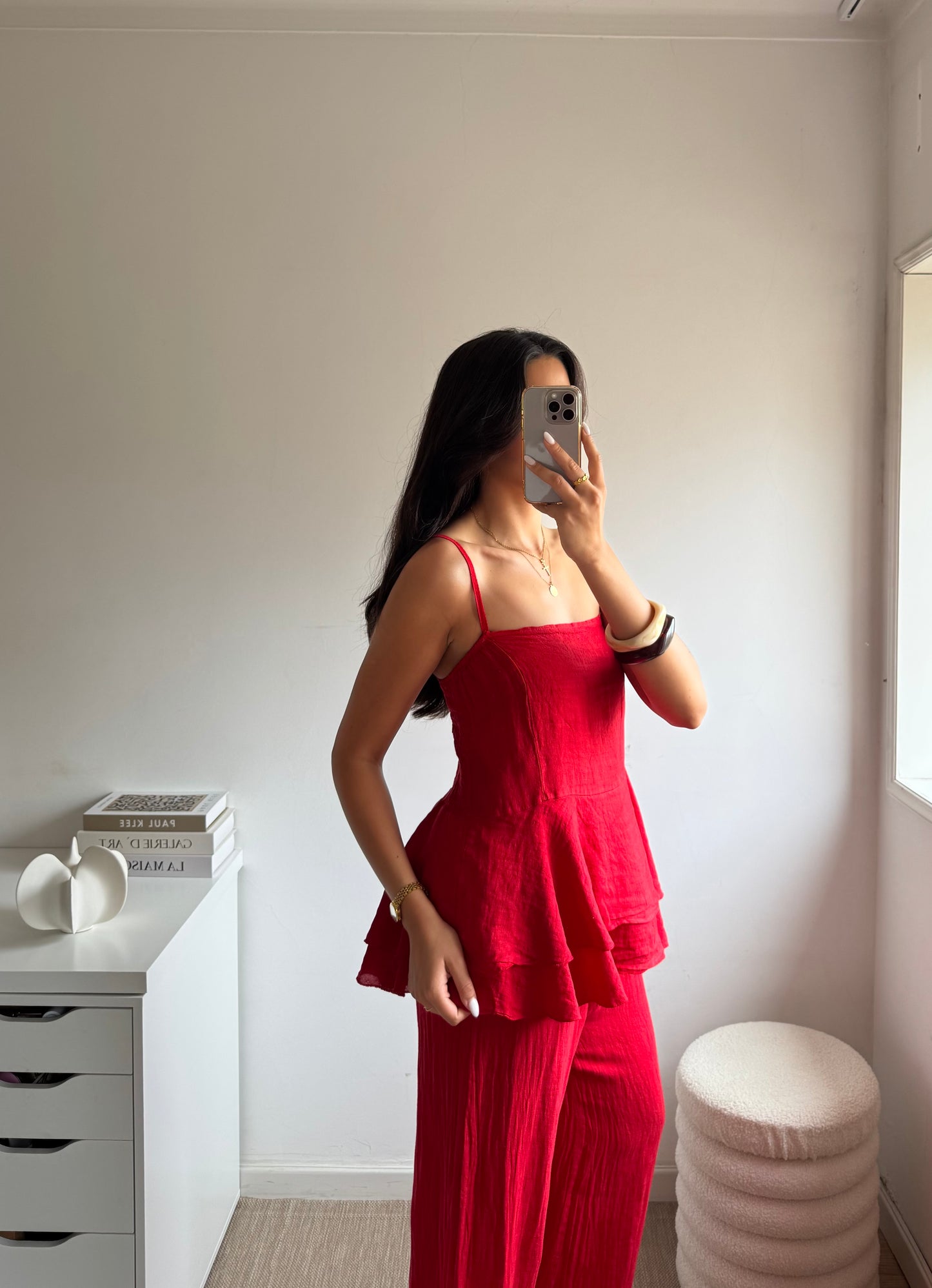 TOP PEPLUM 100% LINHO