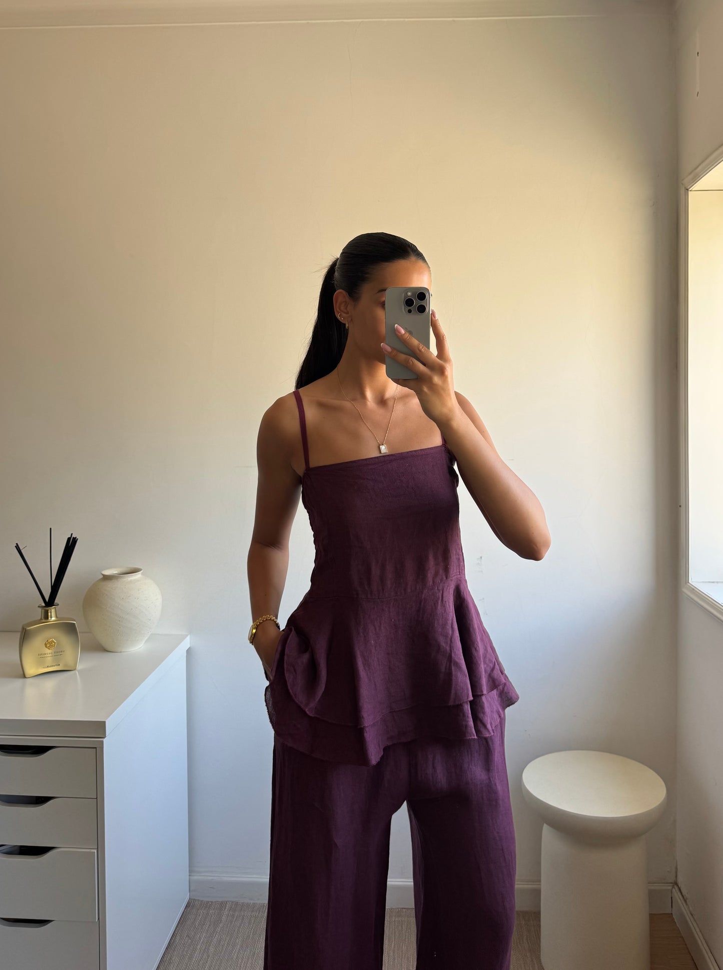 TOP PEPLUM 100% LINHO