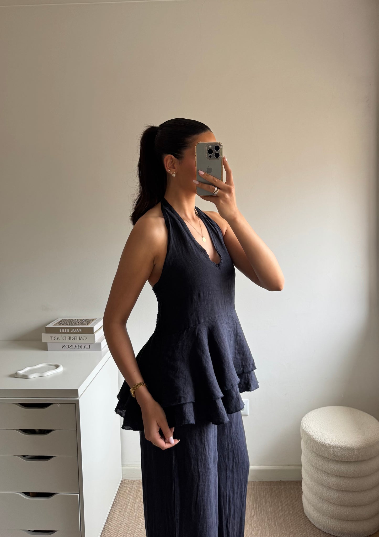 TOP HALTER 100% LINHO