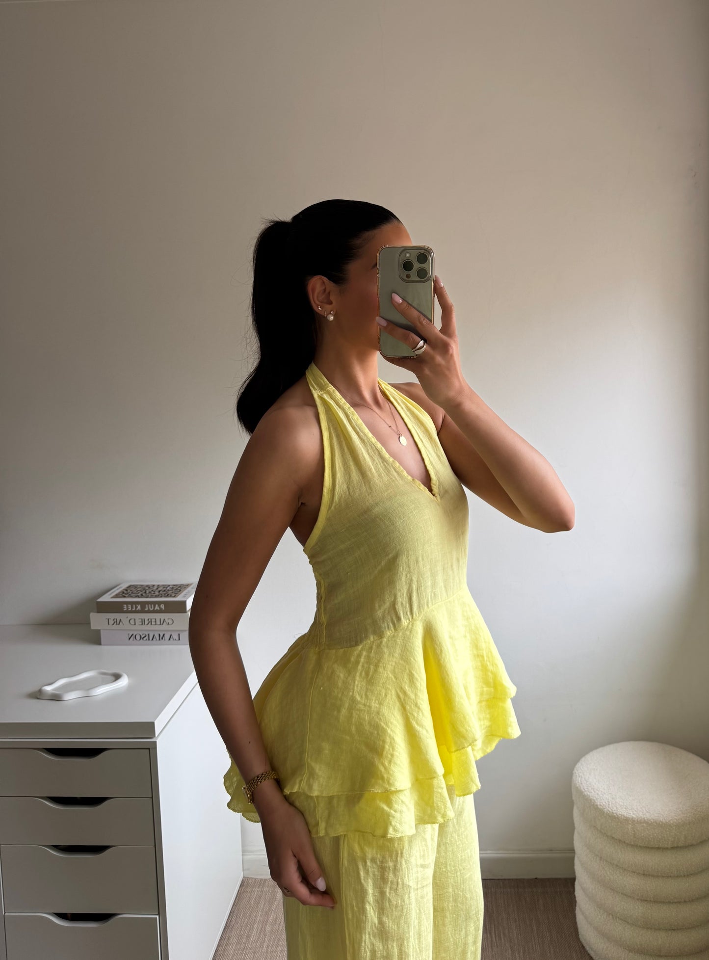 TOP HALTER 100% LINHO