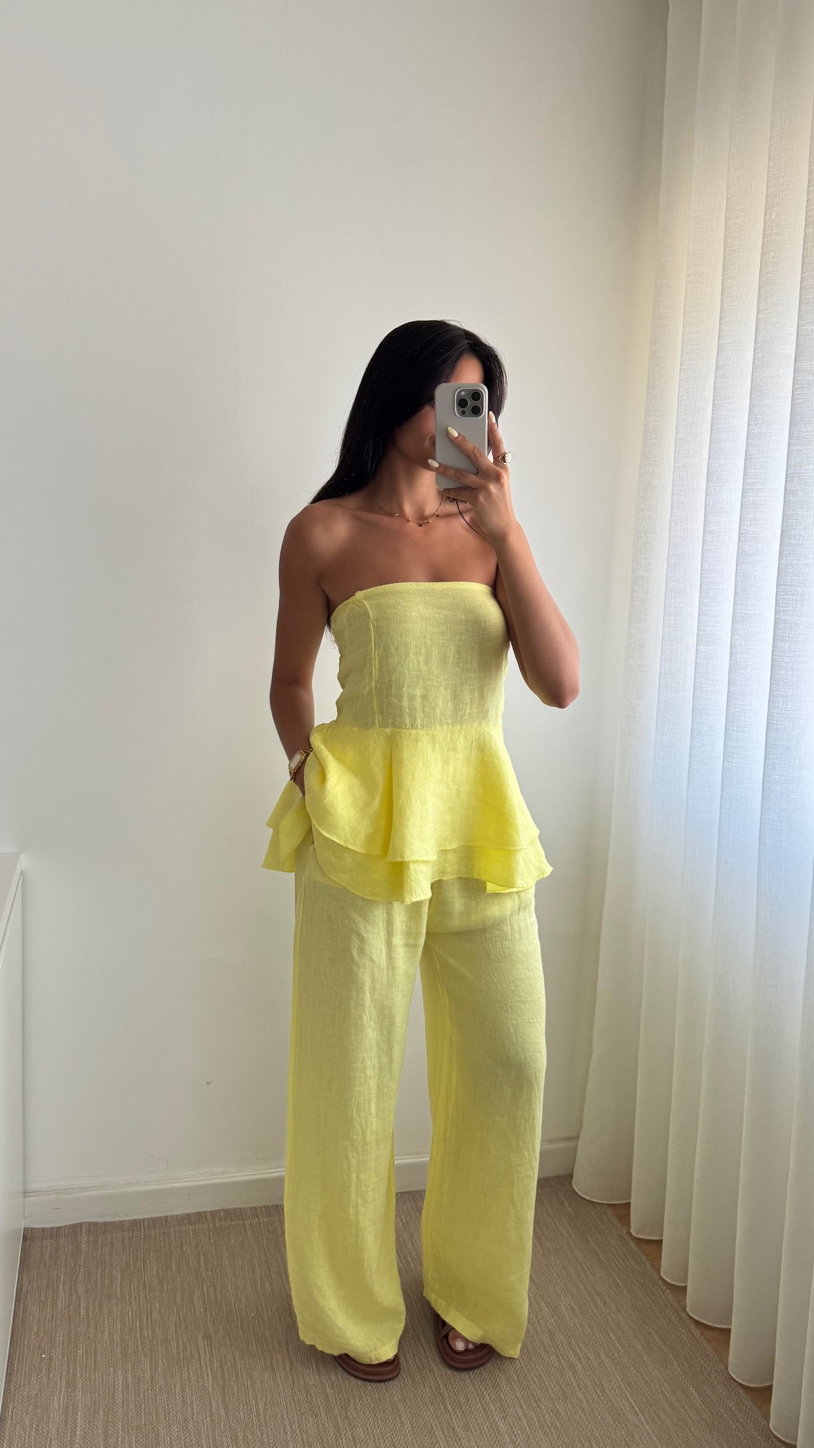 TOP PEPLUM 100% LINHO