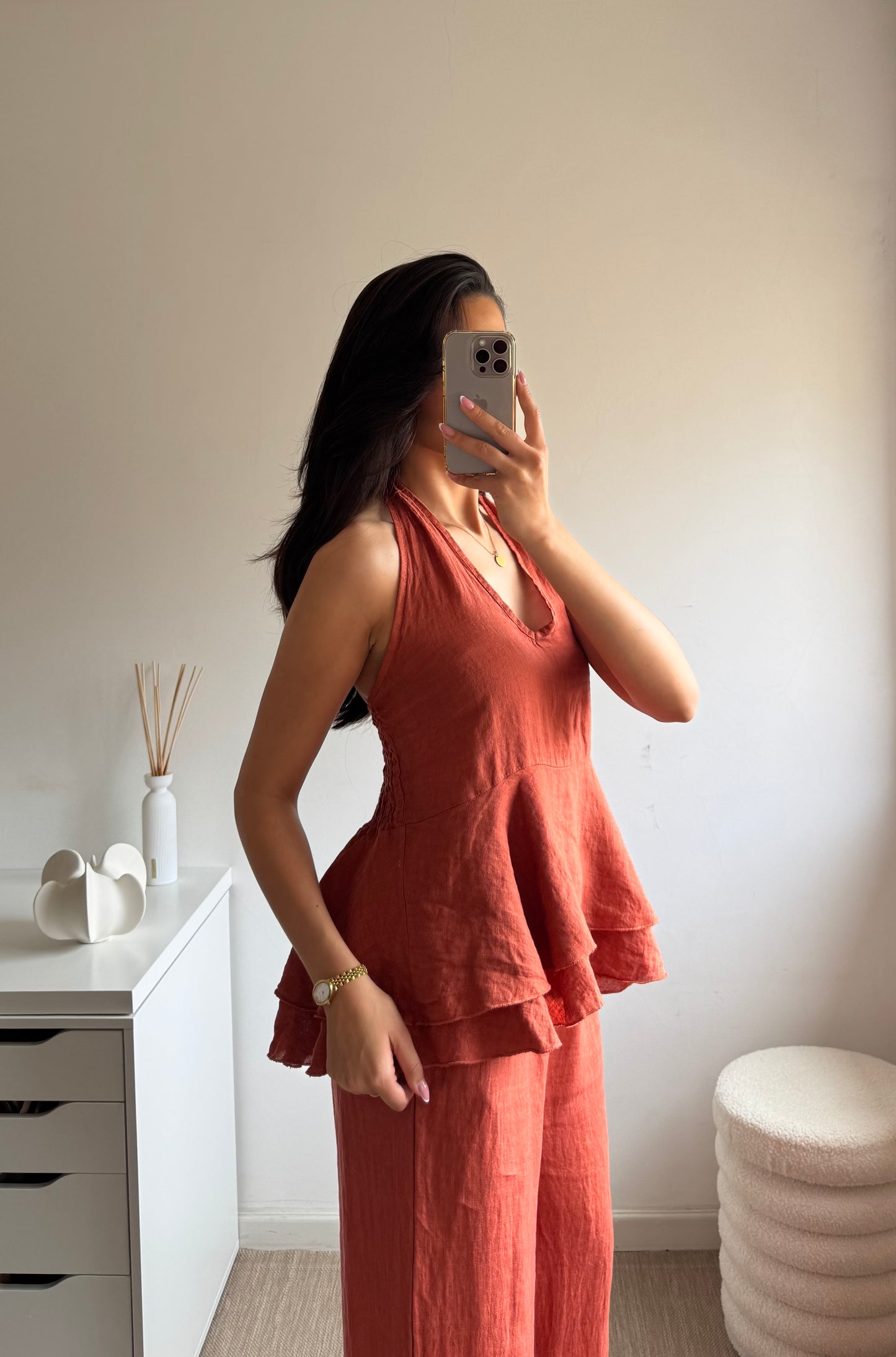 TOP HALTER 100% LINHO
